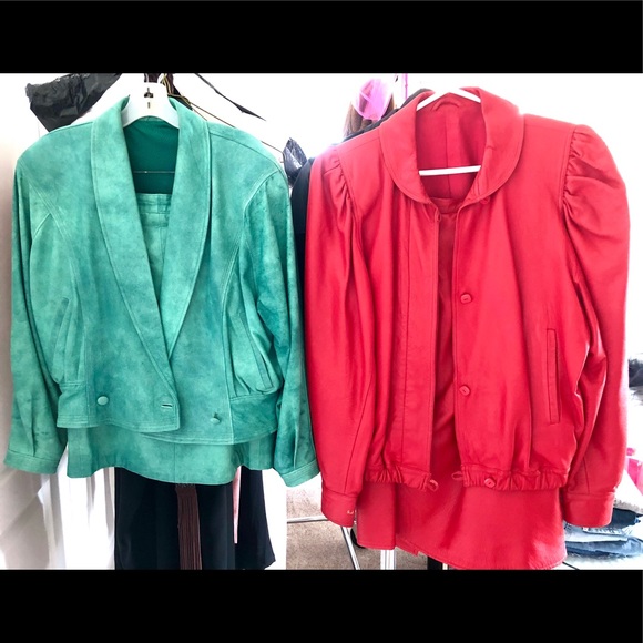 Neiman Marcus designer Red Florentine leather bomber Jacket sz EU 44/ US S-M - Picture 14 of 14